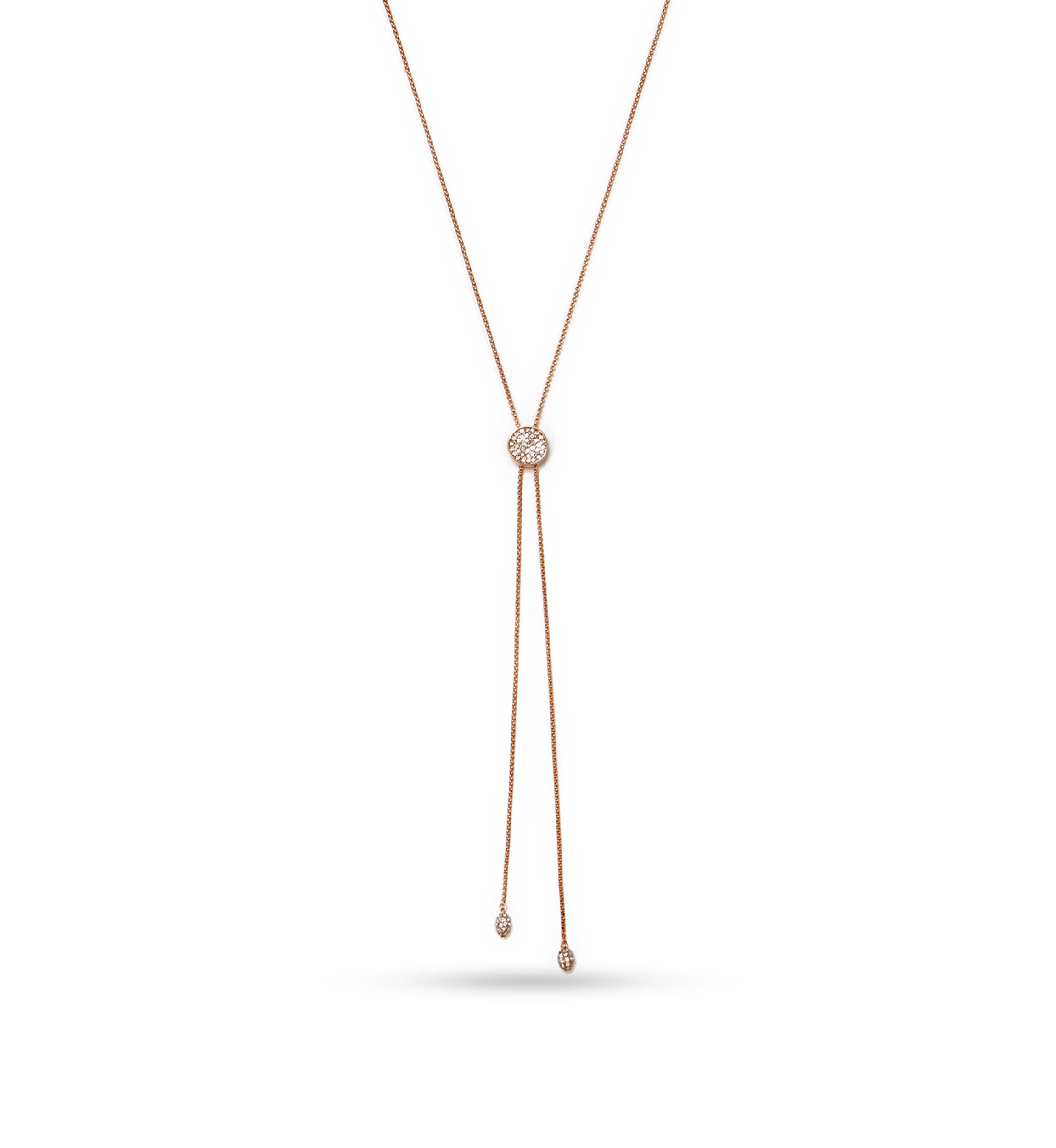 Rose Gold-Tone Pave Core Slider Necklace