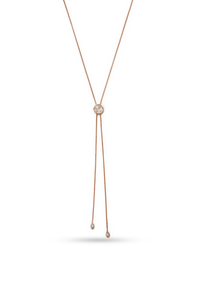 Rose Gold-Tone Pave Core Slider Necklace