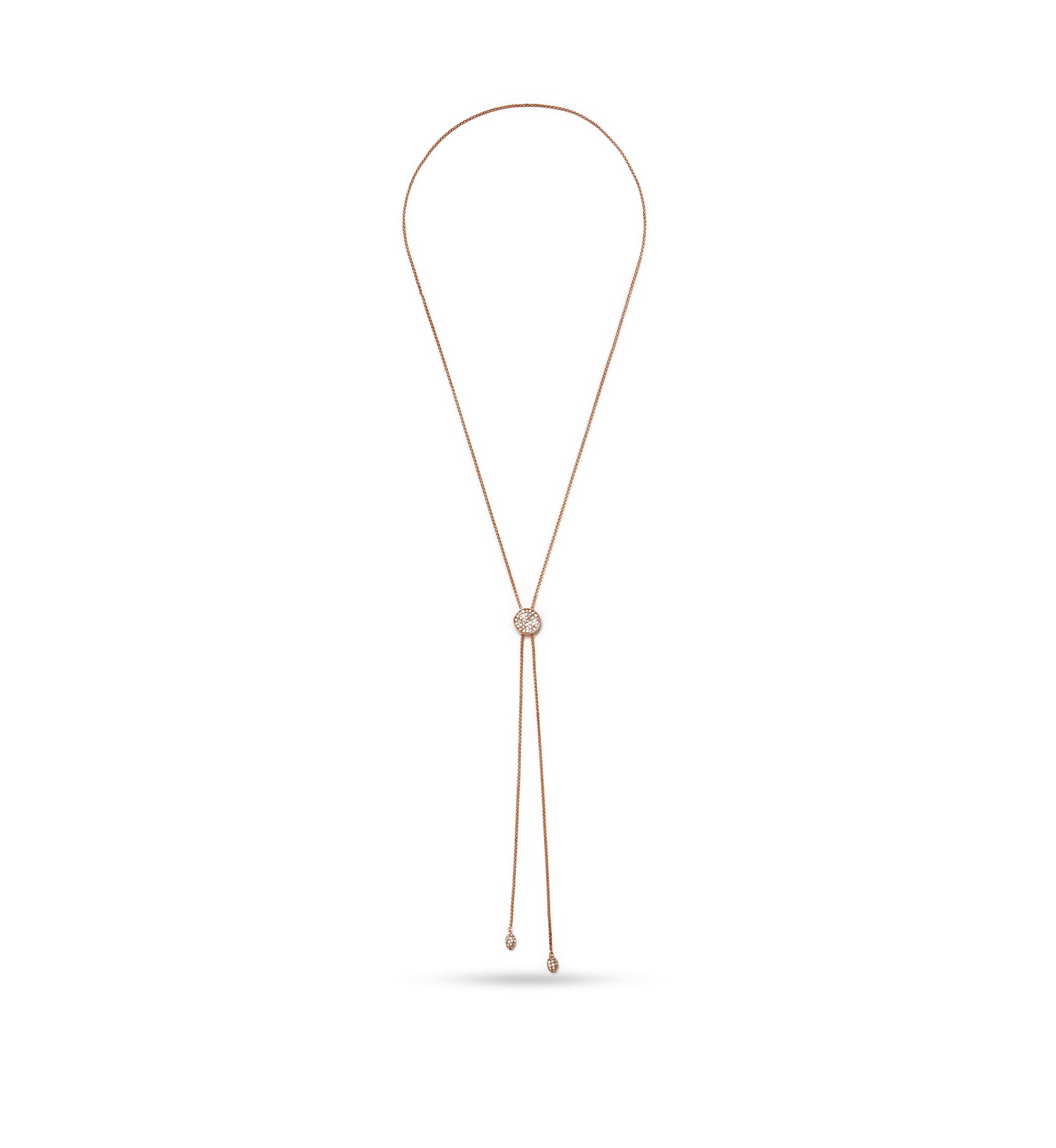 Rose Gold-Tone Pave Core Slider Necklace