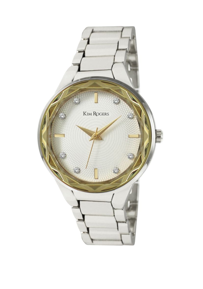 Faceted 2 Tone Bezel Bracelet Watch