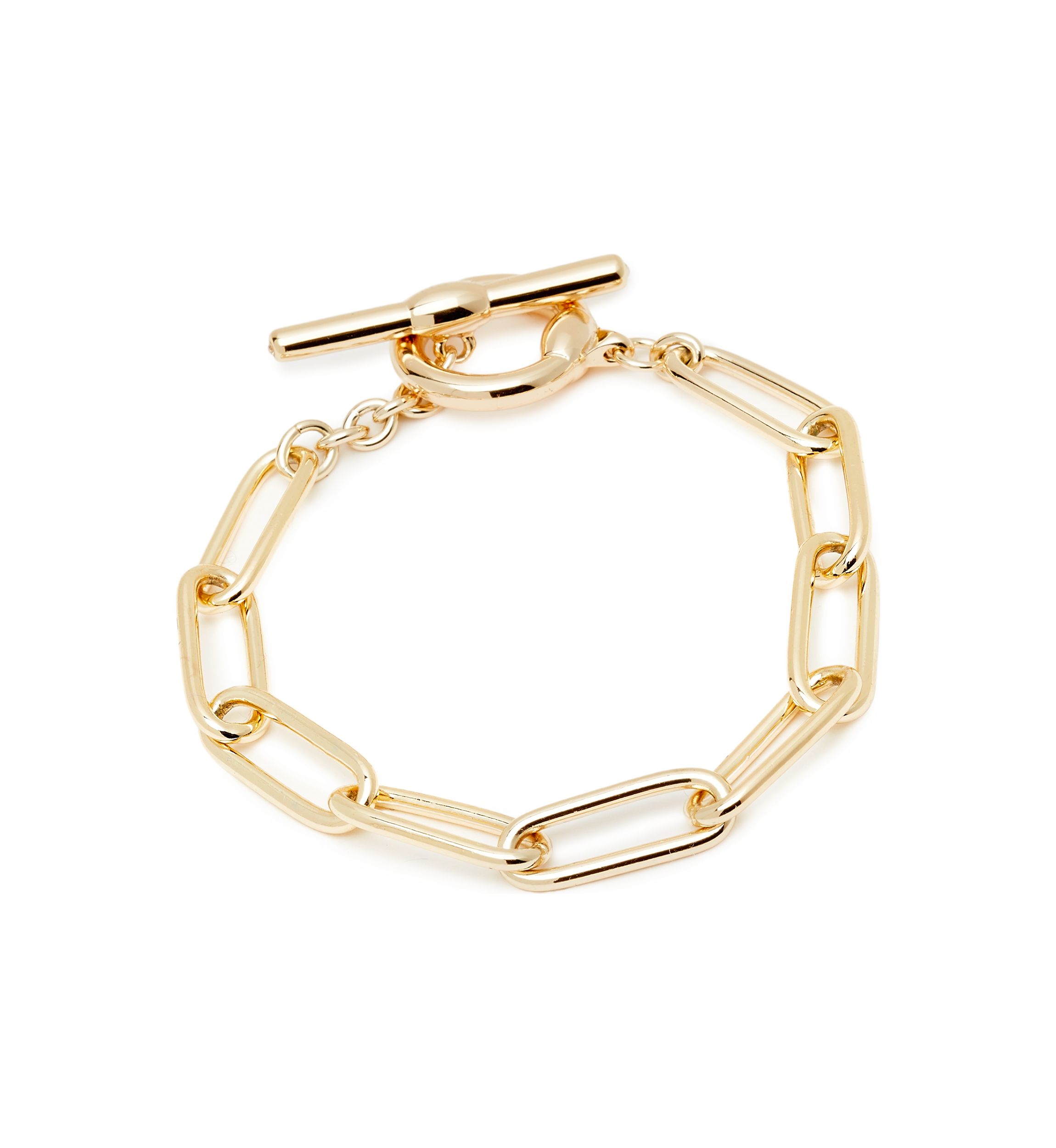 Gold Tone Link Flex Toggle Bracelet