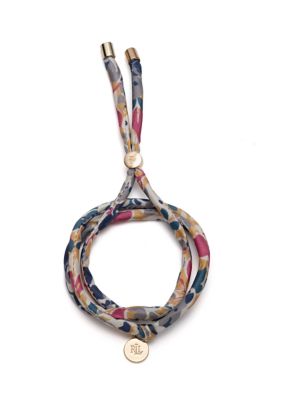 Lauren Gold Tone Multi Floral Printed Wrap With Coin Bracelet