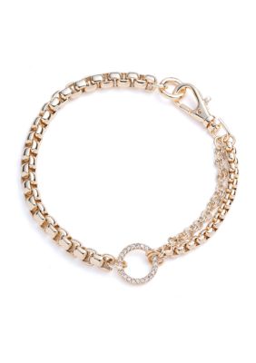 Lauren Ralph Lauren Gold Tone 7.25"" Crystal Cable Chain Flex Bracelet -  580075614B00375