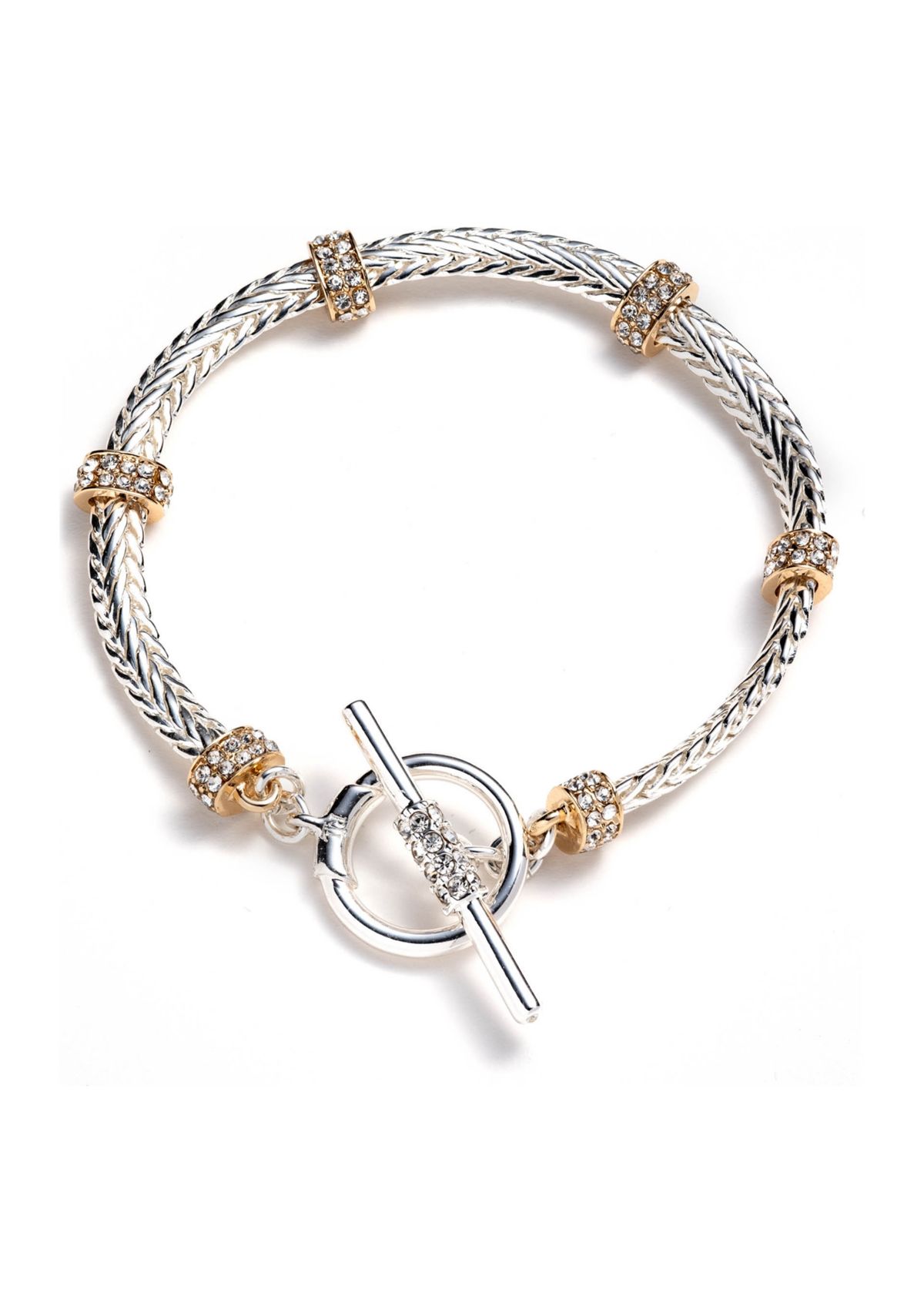 Two Tone Pave Rondelle Flex Bracelet