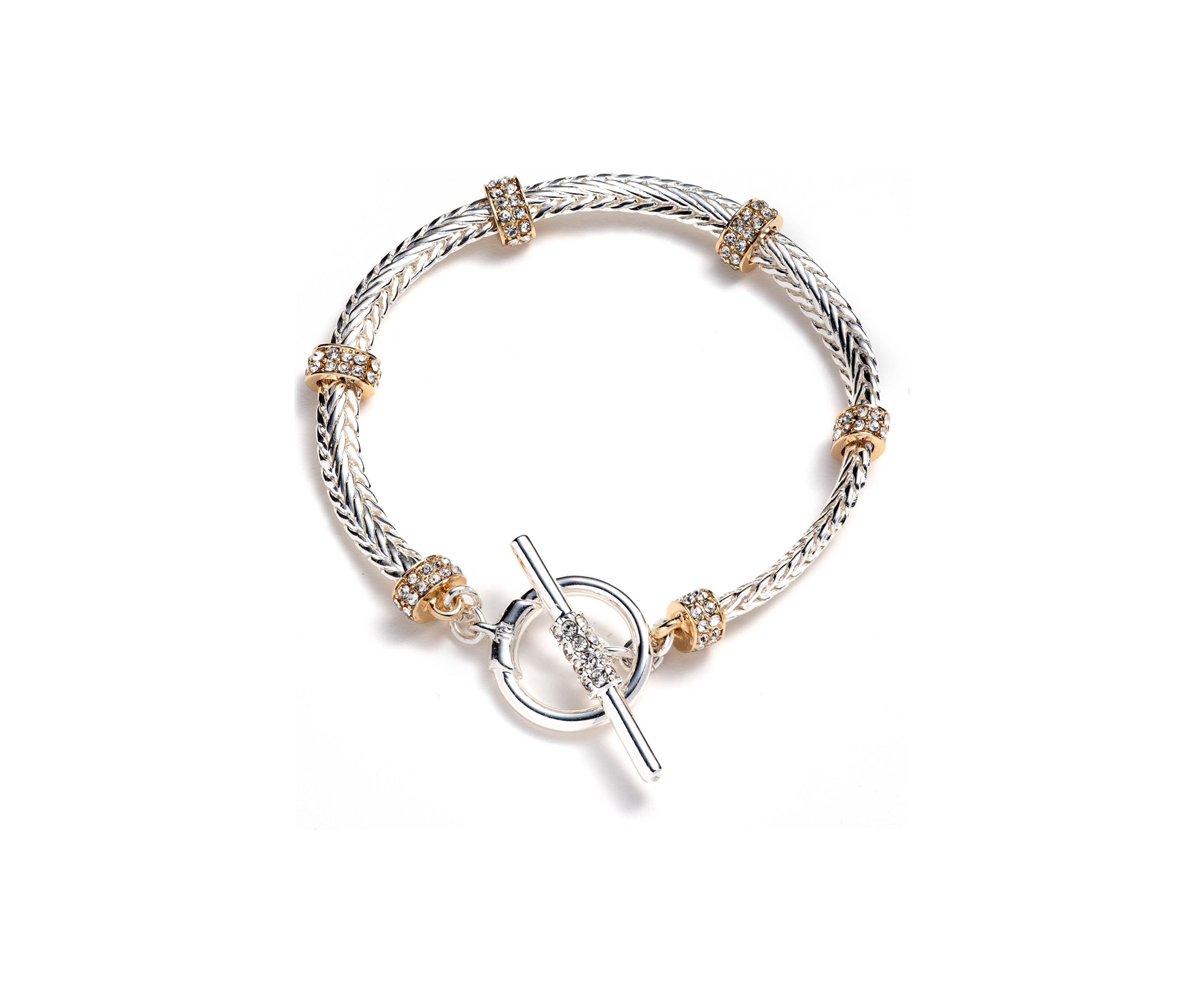 Two Tone Pave Rondelle Flex Bracelet