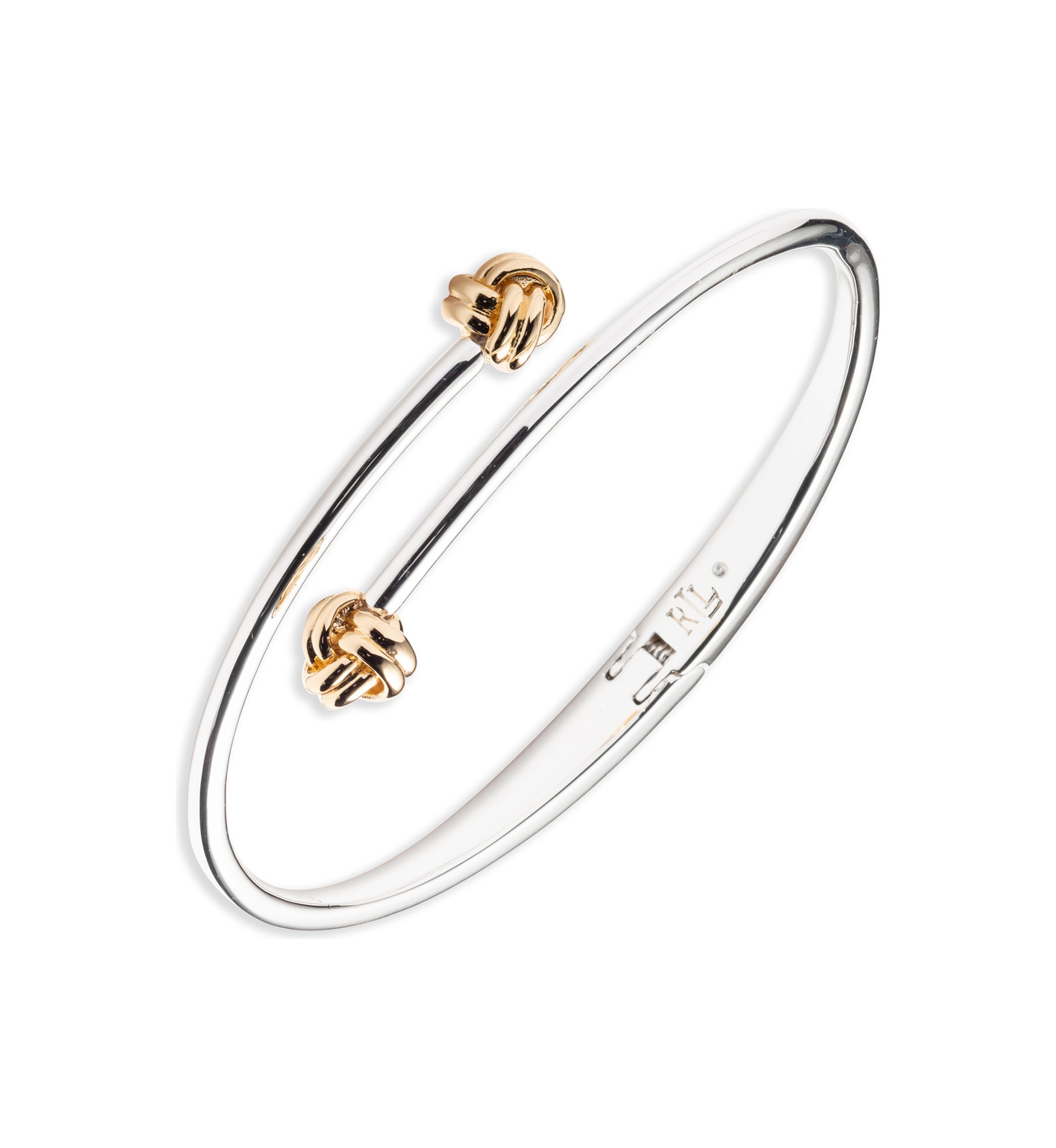Two Tone Knot Bypass Bangle Bracelet