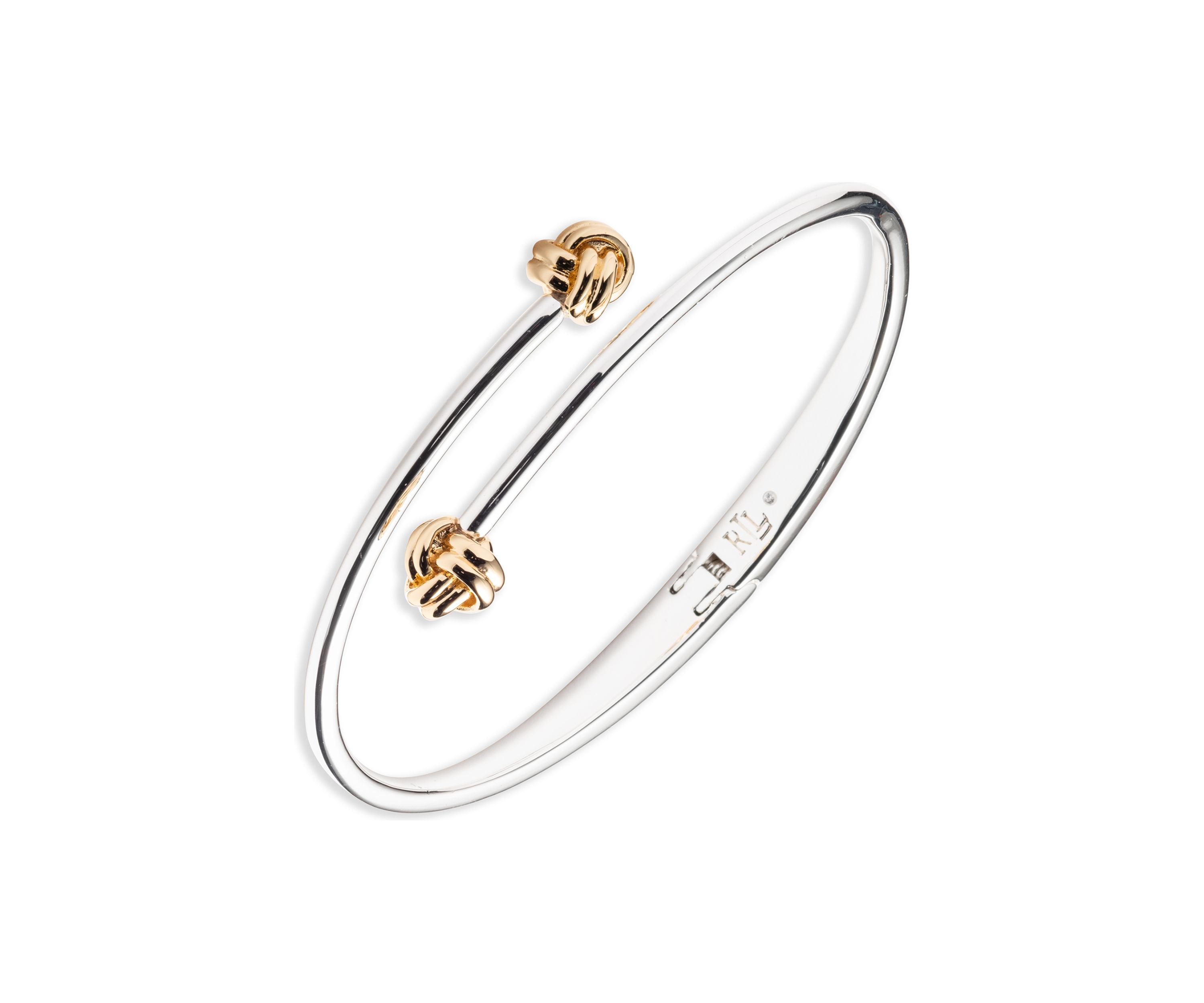 Two Tone Knot Bypass Bangle Bracelet
