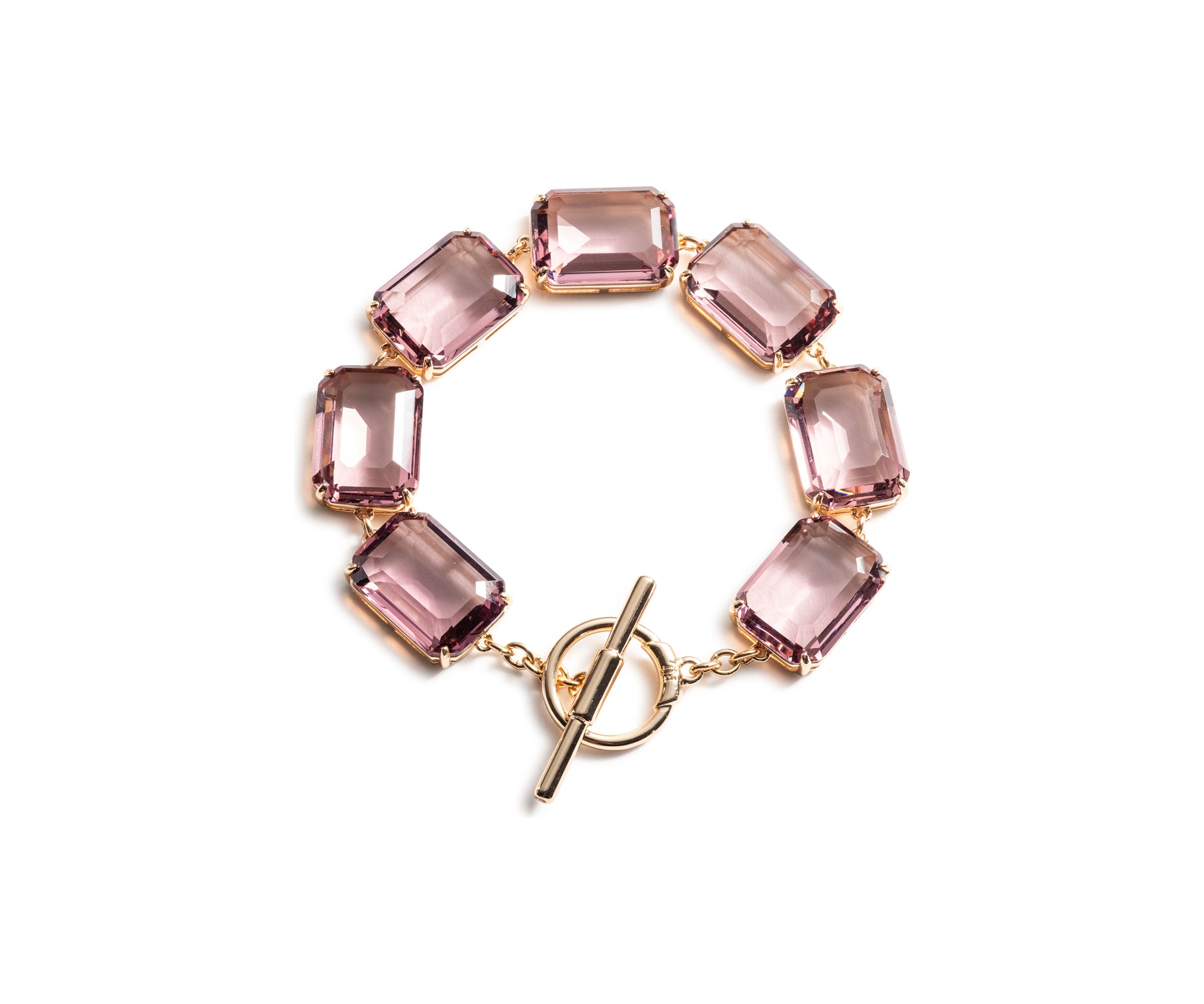 Gold Tone Pink Stone Flex Bracelet