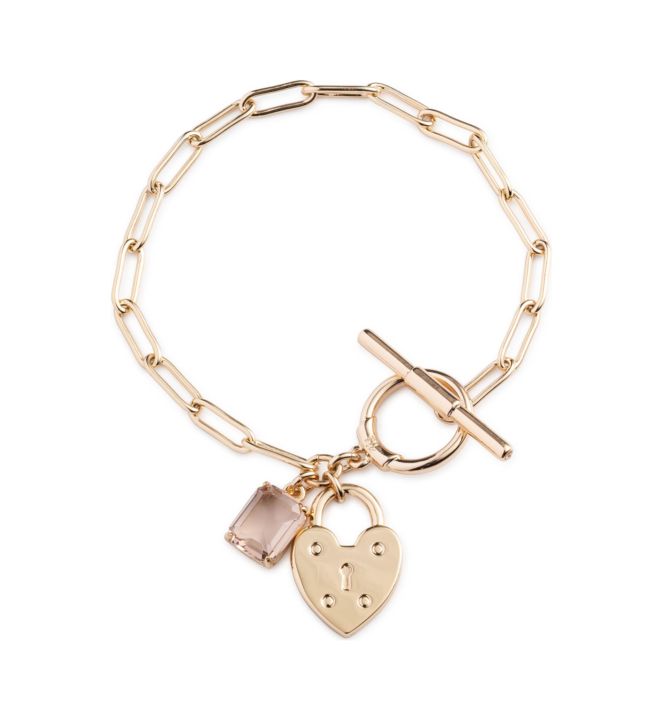 Gold Tone Vintage Rose Charm Flex Bracelet