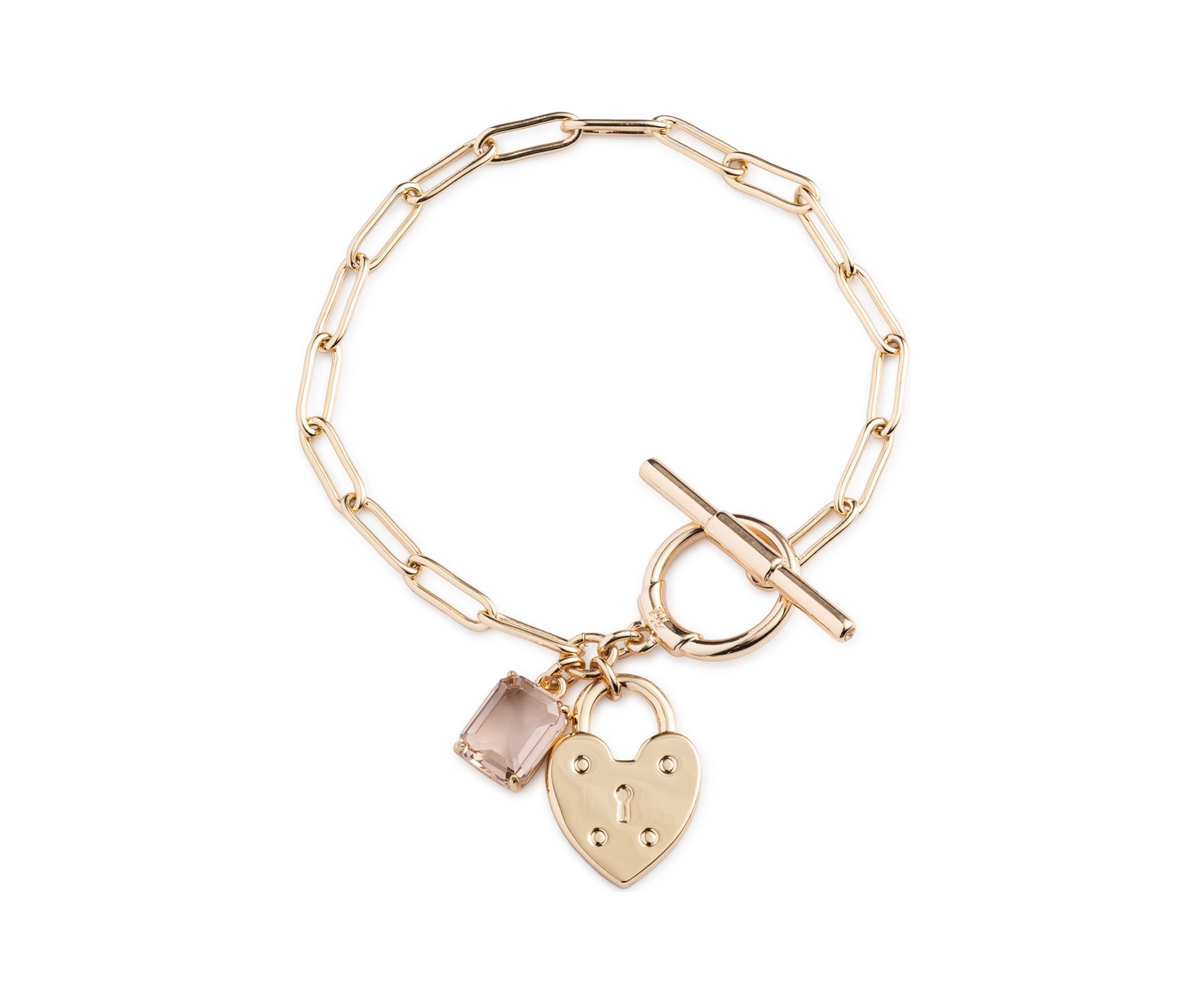 Gold Tone Vintage Rose Charm Flex Bracelet