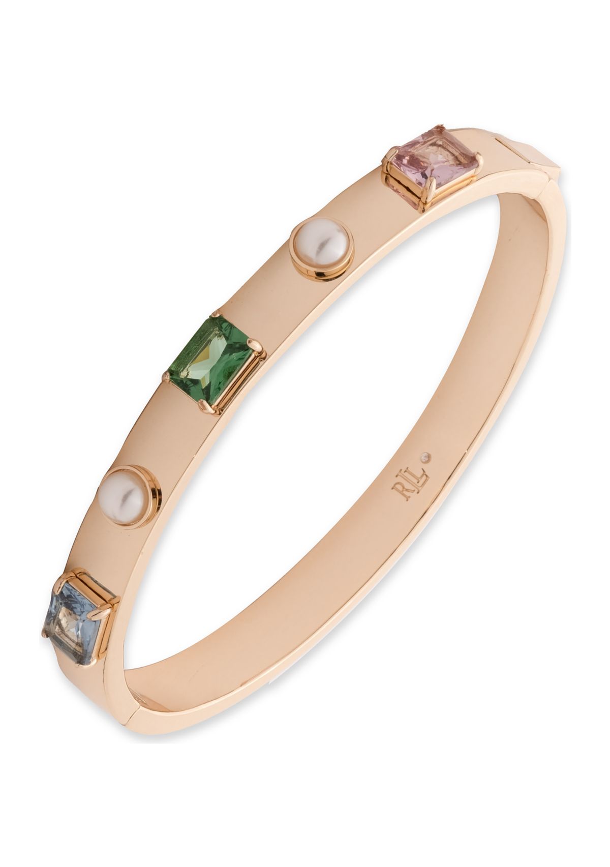 Gold Tone Multi Pearl Bangle Bracelet