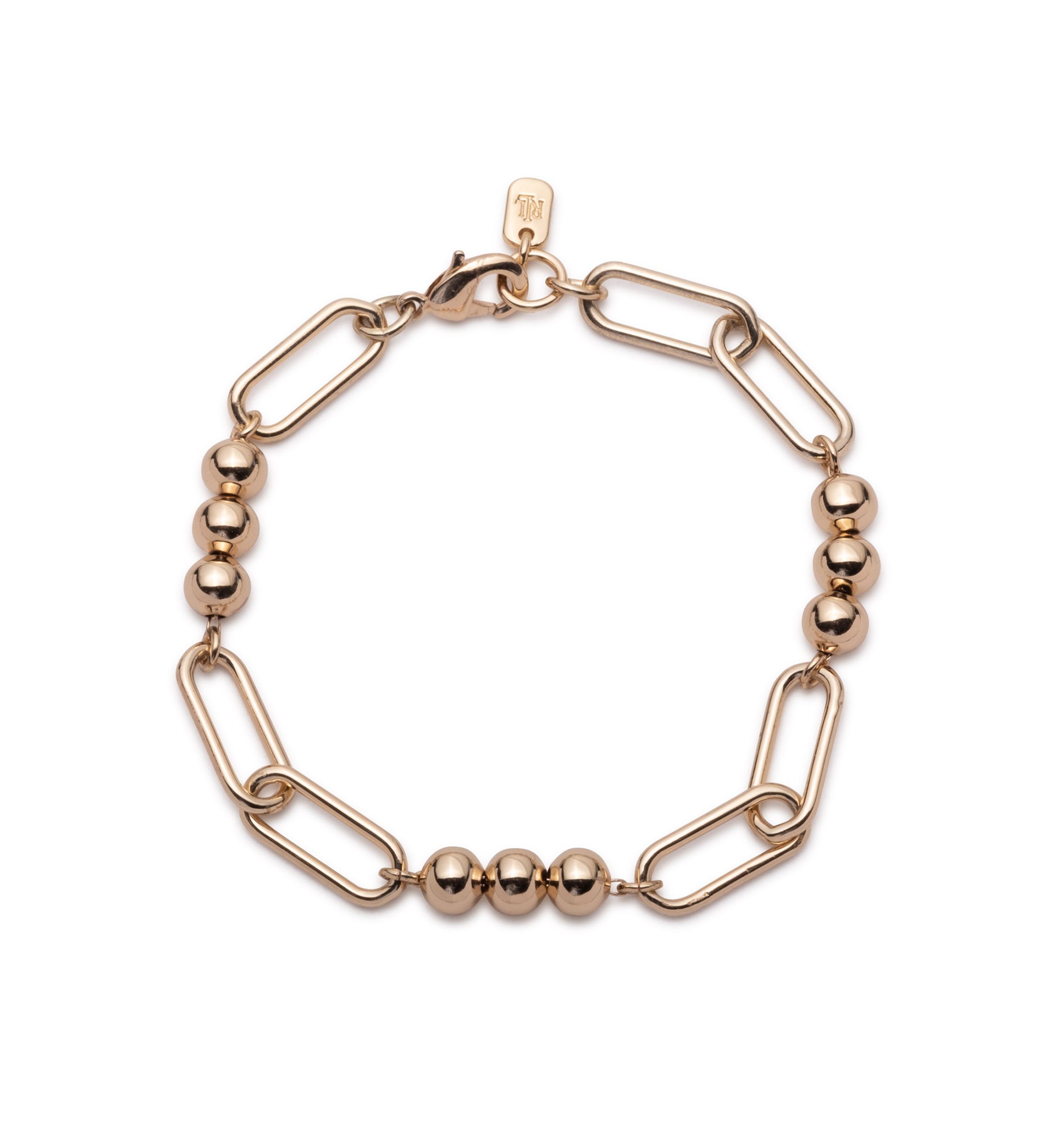 Gold Tone Bead Link Flex Bracelet
