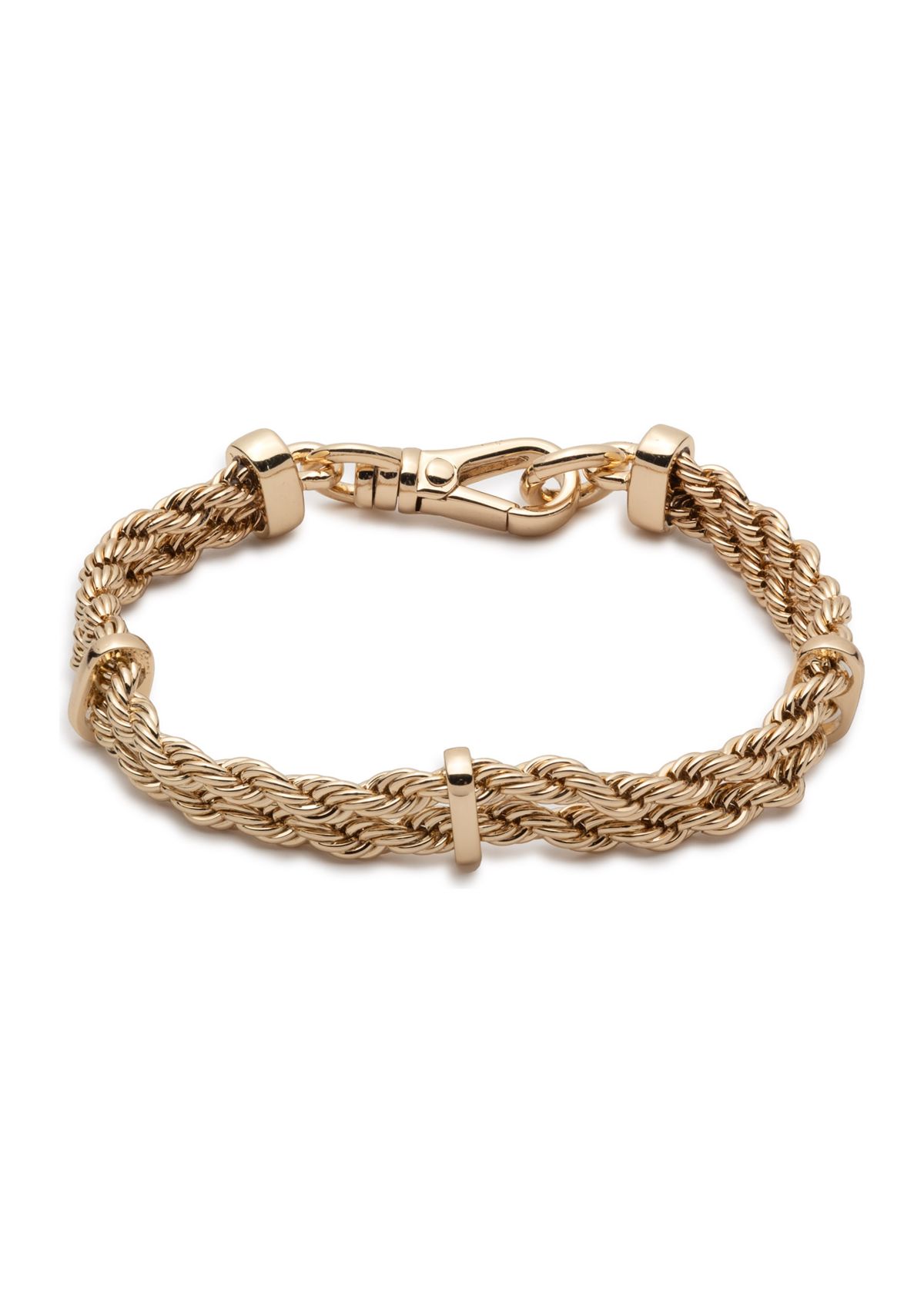 Gold Tone 2 Row Rope Flex Bracelet