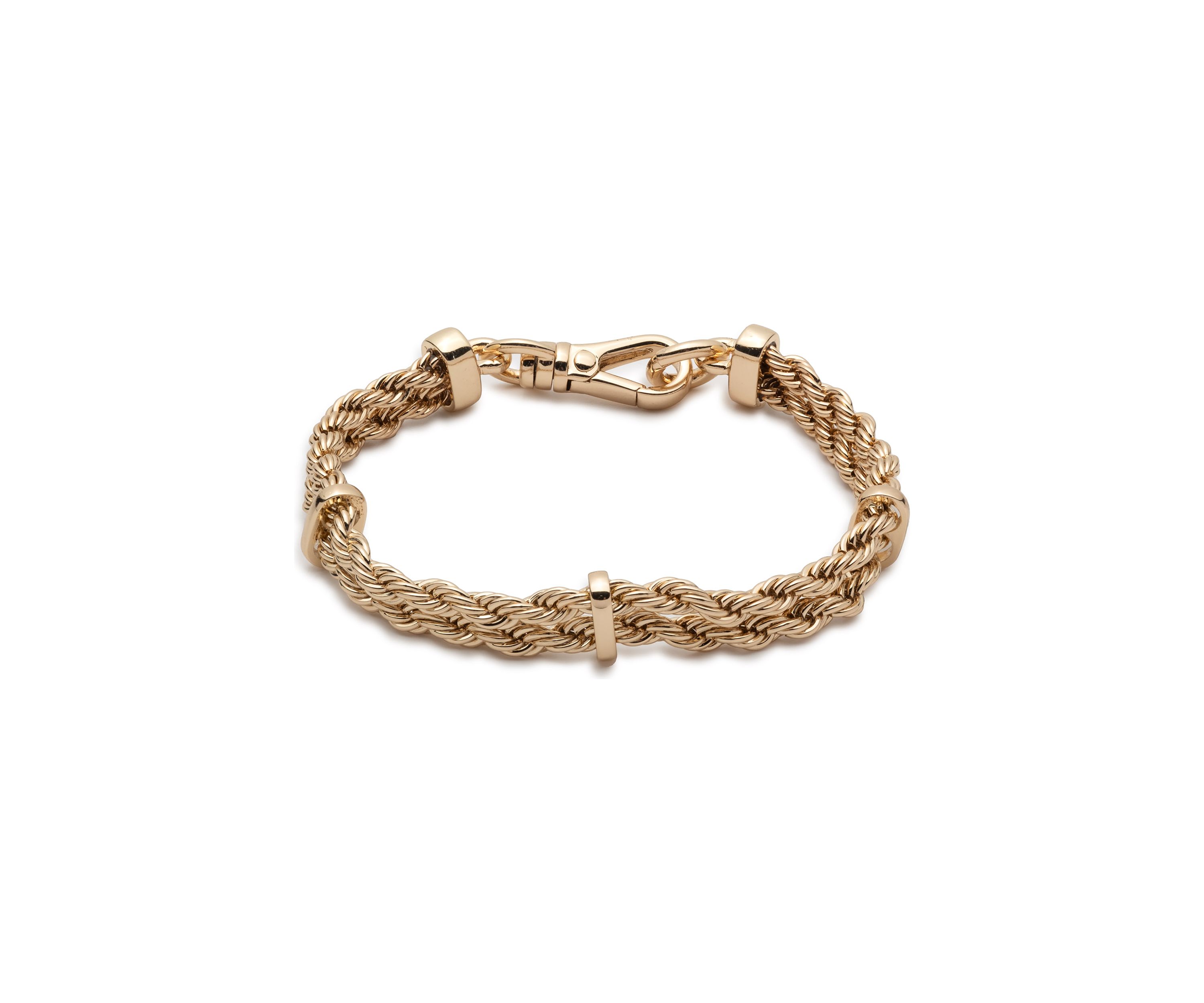 Gold Tone 2 Row Rope Flex Bracelet