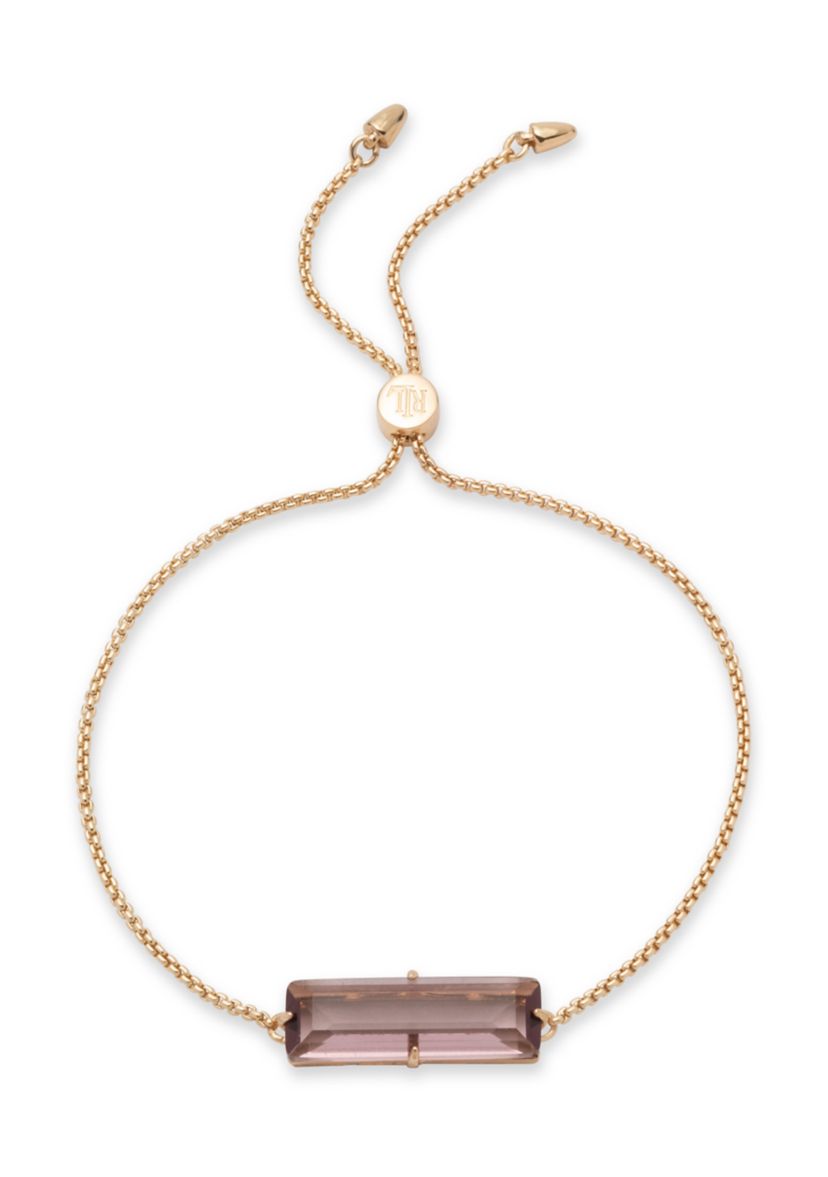 Gold Tone Baguette Slider Bracelet