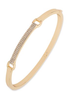 Lauren Ralph Lauren Gold Tone Crystal Hinge Bangle Bracelet | Belk