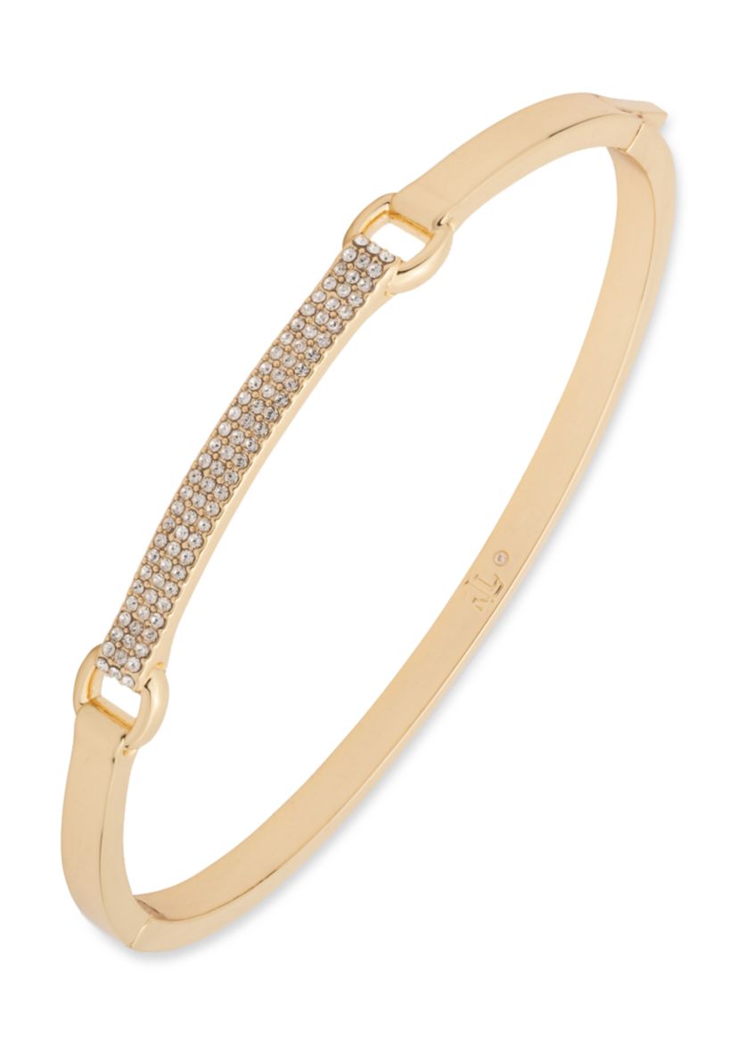 Gold-Tone Crystal Hinged Bangle Bracelet You main image 2