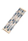 Gold Tone Blue Multirow Flex Bracelet