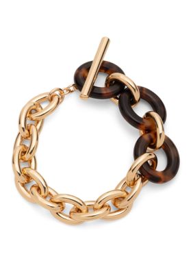 Lauren Ralph Lauren Brown Link Flex Bracelet Bracelet, 8 in