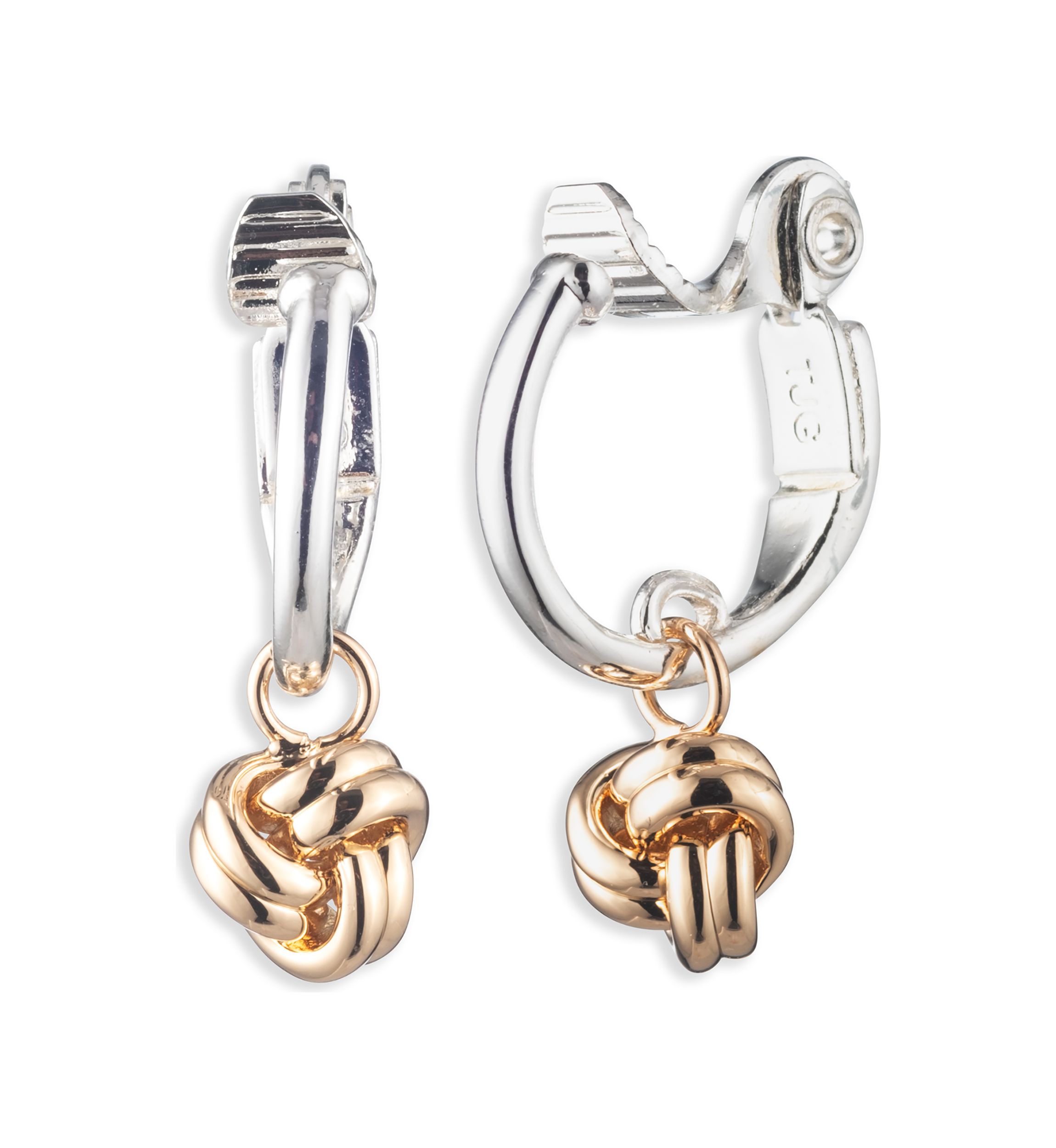Two Tone 15 Millimeter Hoop with Drop Earrings