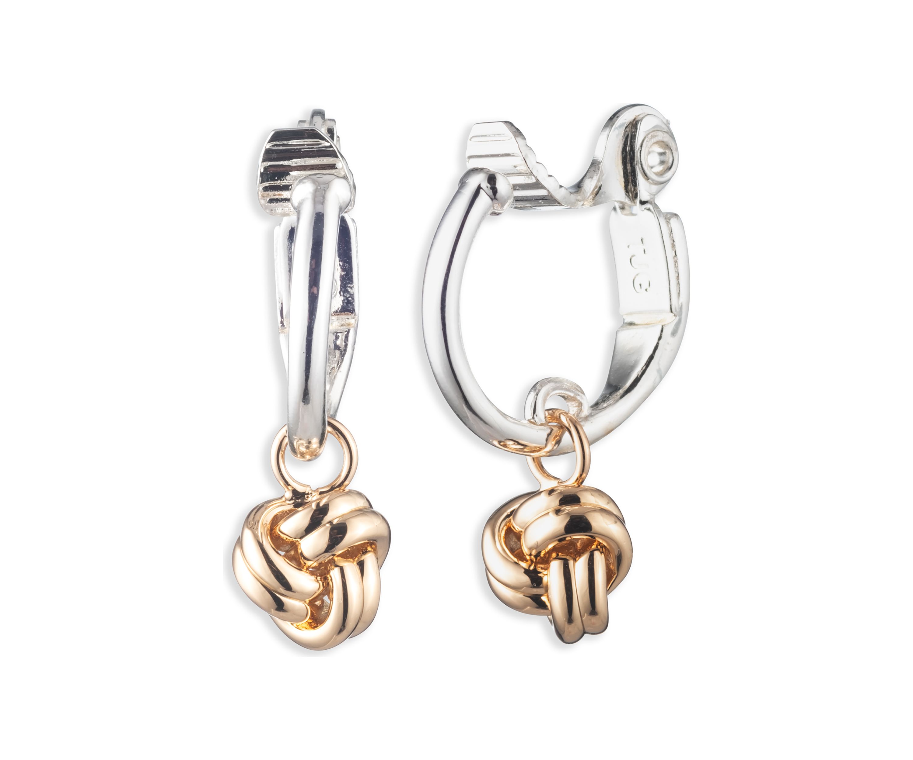 Two Tone 15 Millimeter Hoop with Drop Earrings