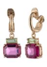 Gold Tone Stone Drop Clip Earrings