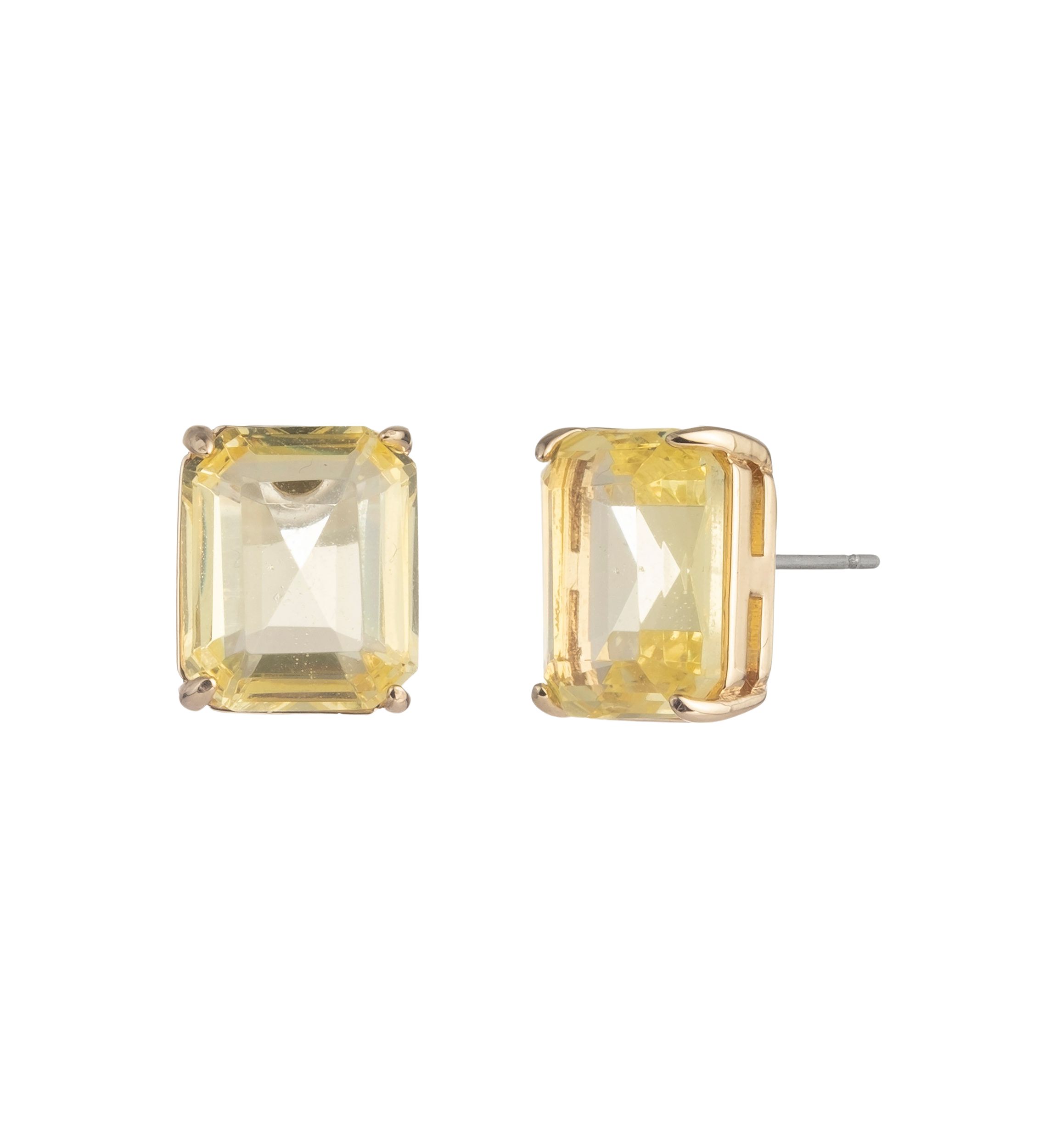 Gold Tone Jonquil Stone Stud Earrings