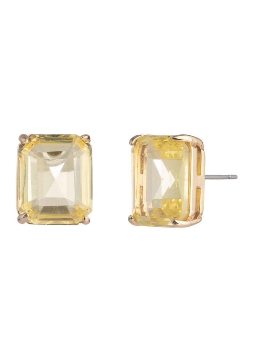 Gold Tone Jonquil Stone Stud Earrings