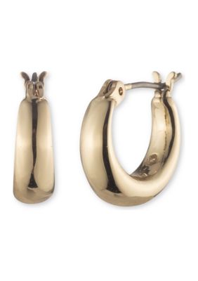 Lauren Ralph Lauren Silver-Tone 14mm Sculpted Hoop Earrings, Gold -  0642447539462