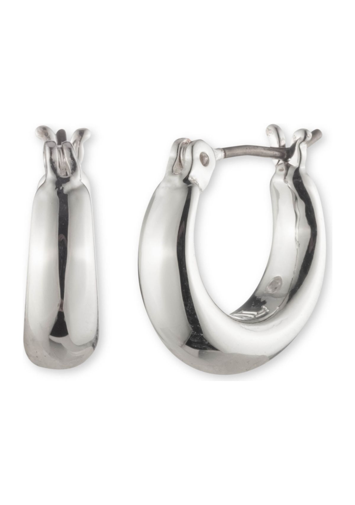 Silver-Tone 14mm Sculpted Hoop Earrings