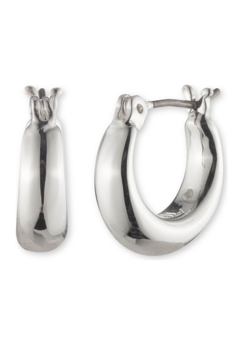 Silver-Tone 14mm Sculpted Hoop Earrings