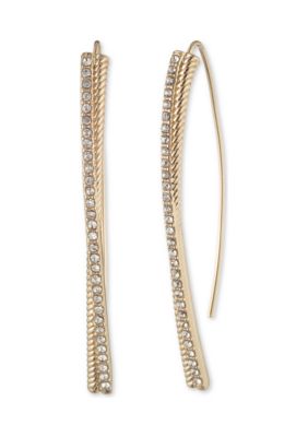 Lauren Ralph Lauren Gold Tone Crystal Twisted Rope PavÃ© Threader Earrings -  0642447573497