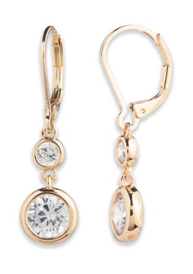 Lauren Ralph Lauren Gold Tone Crystal Cubic Zirconia Double Drop Earrings -  580075614G00713