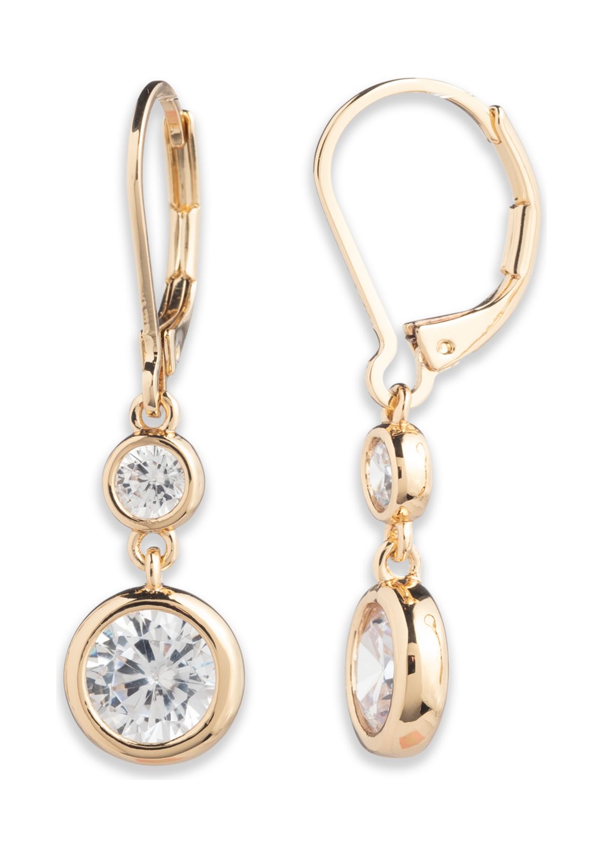 Crystal Cubic Zirconia Double Drop Earrings