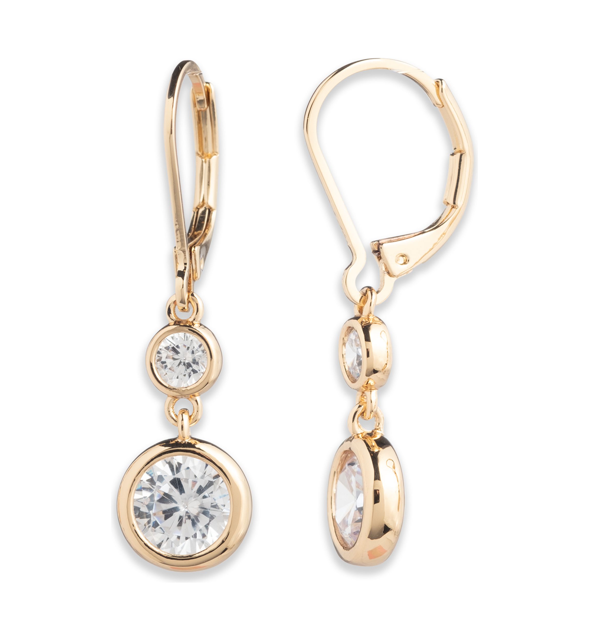 Crystal Cubic Zirconia Double Drop Earrings