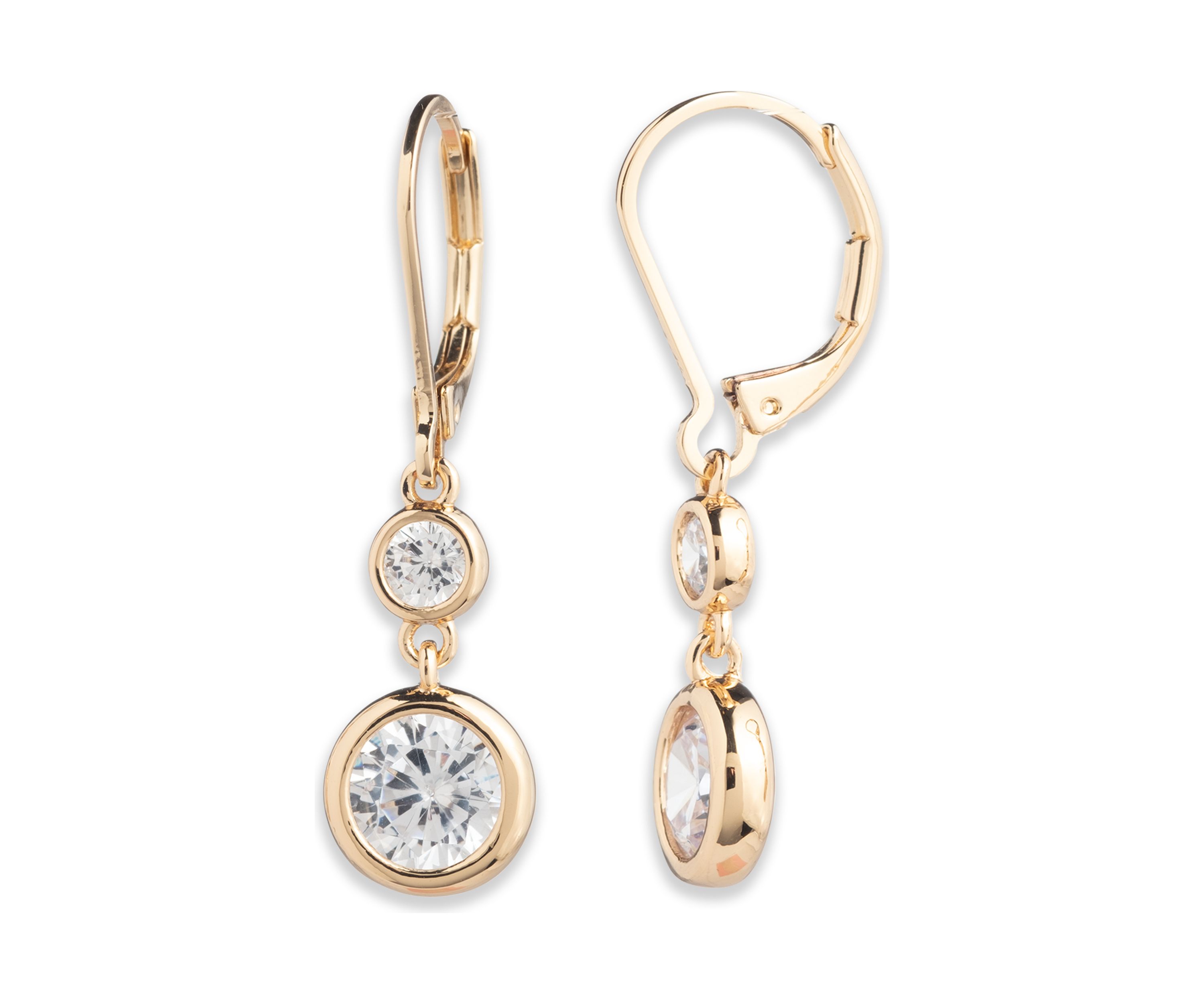 Crystal Cubic Zirconia Double Drop Earrings