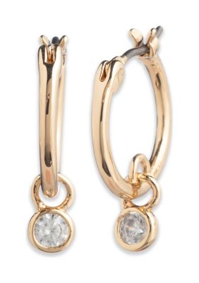 Lauren Ralph Lauren Gold Tone 12 Millimeter Crystal Cubic Zirconia Huggie Earrings -  580075614G00745