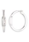 Silver Tone Link Hoop Earrings