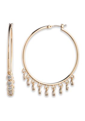 Lauren Ralph Lauren Gold Tone 40 Millimeter Crystal Shaky Cubic Zirconia Hoop Earrings -  580075614G00751