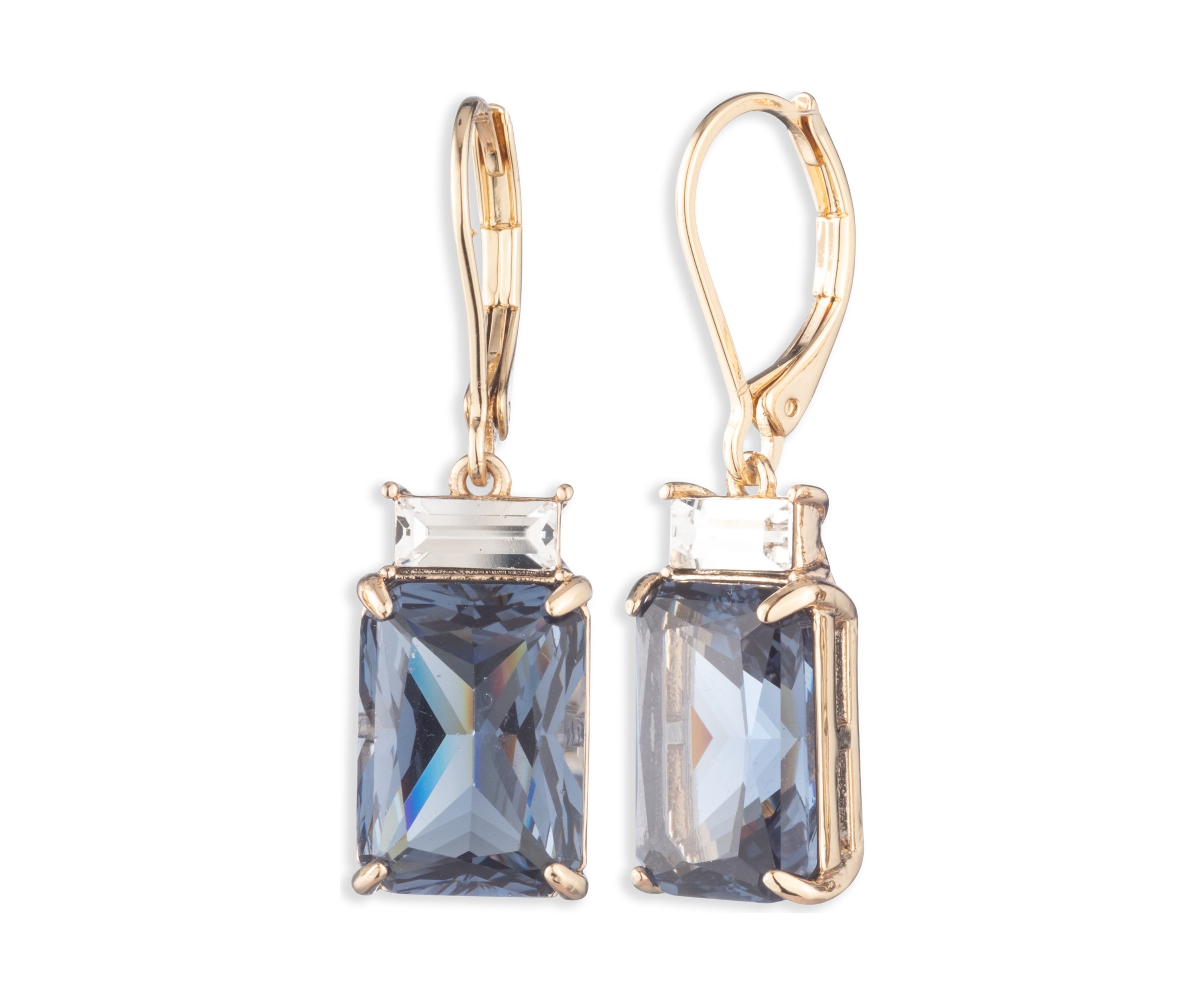 Gold Tone Stone Drop Earrings