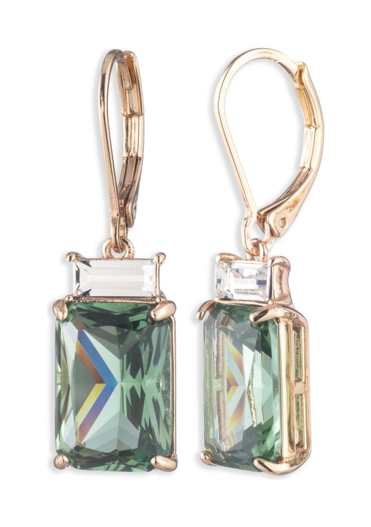 Gold Tone Stone Drop Earrings