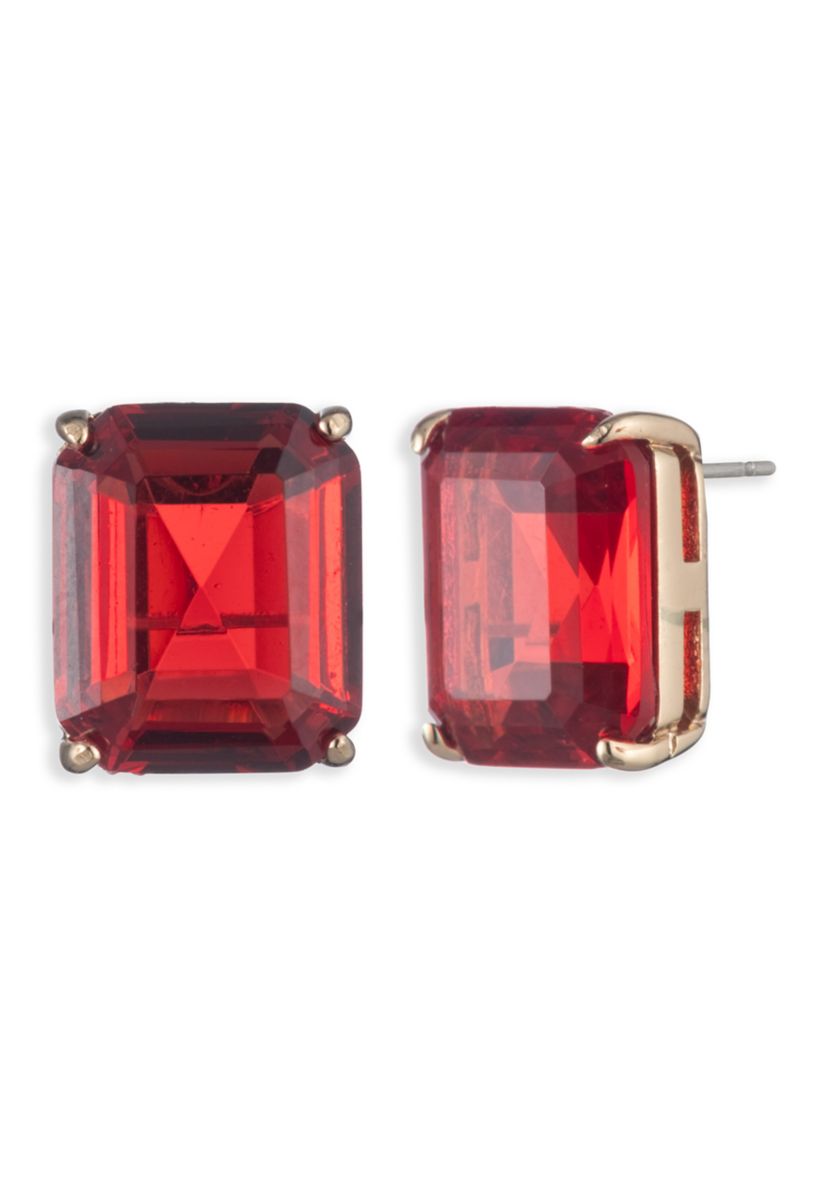 Gold Tone Siam Stud Earrings