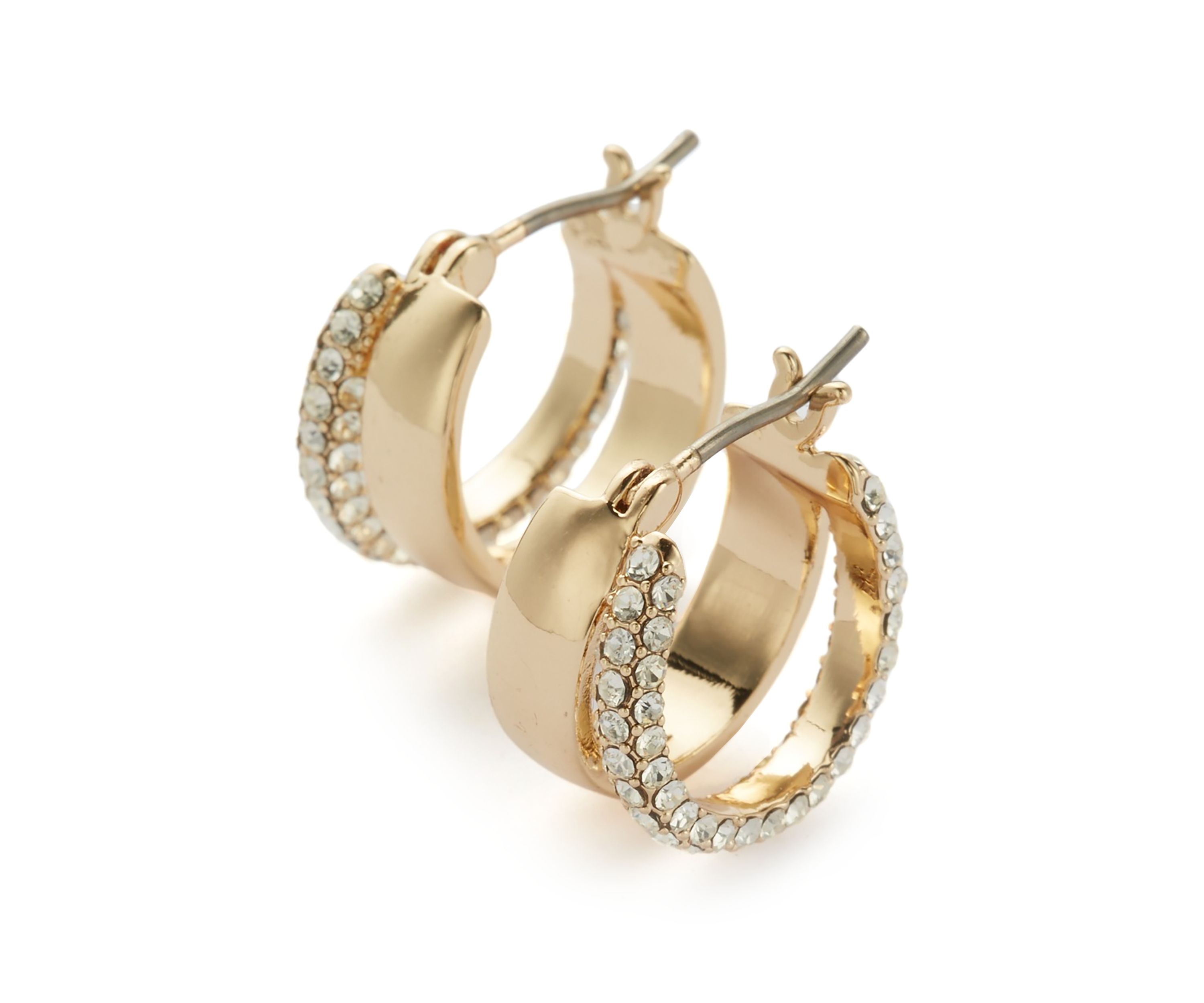 Lauren Ralph Lauren Gold Tone Pave Split Hoop Earrings | belk