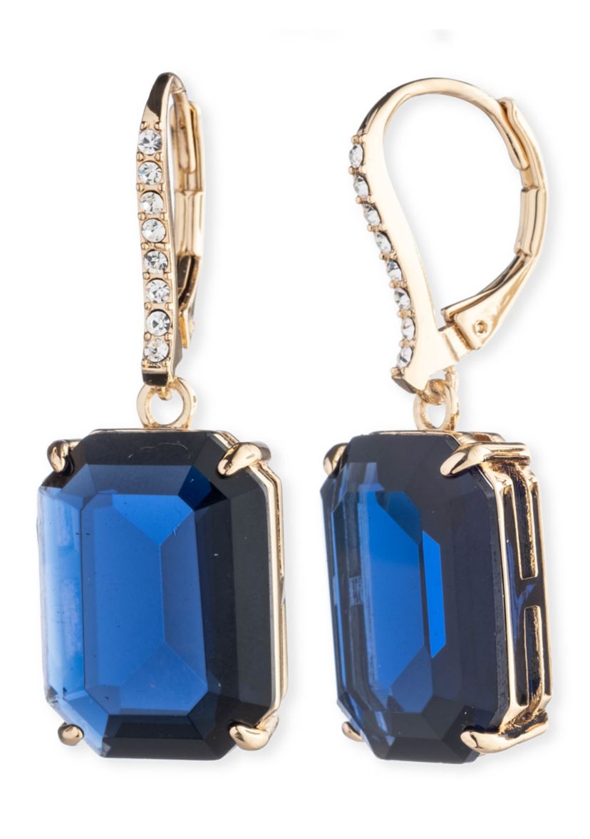 Gold Tone Stone Drop Earrings