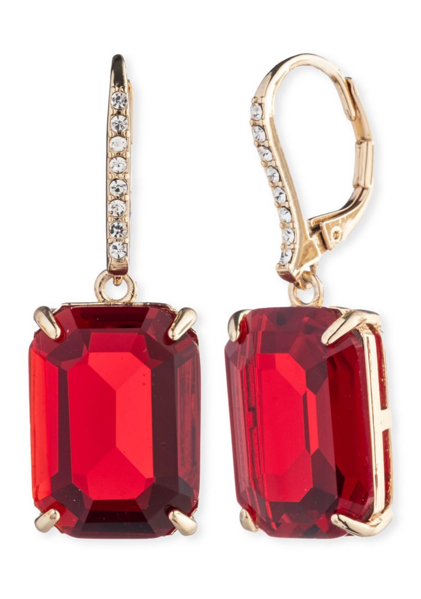 Gold Tone Stone Drop Earrings