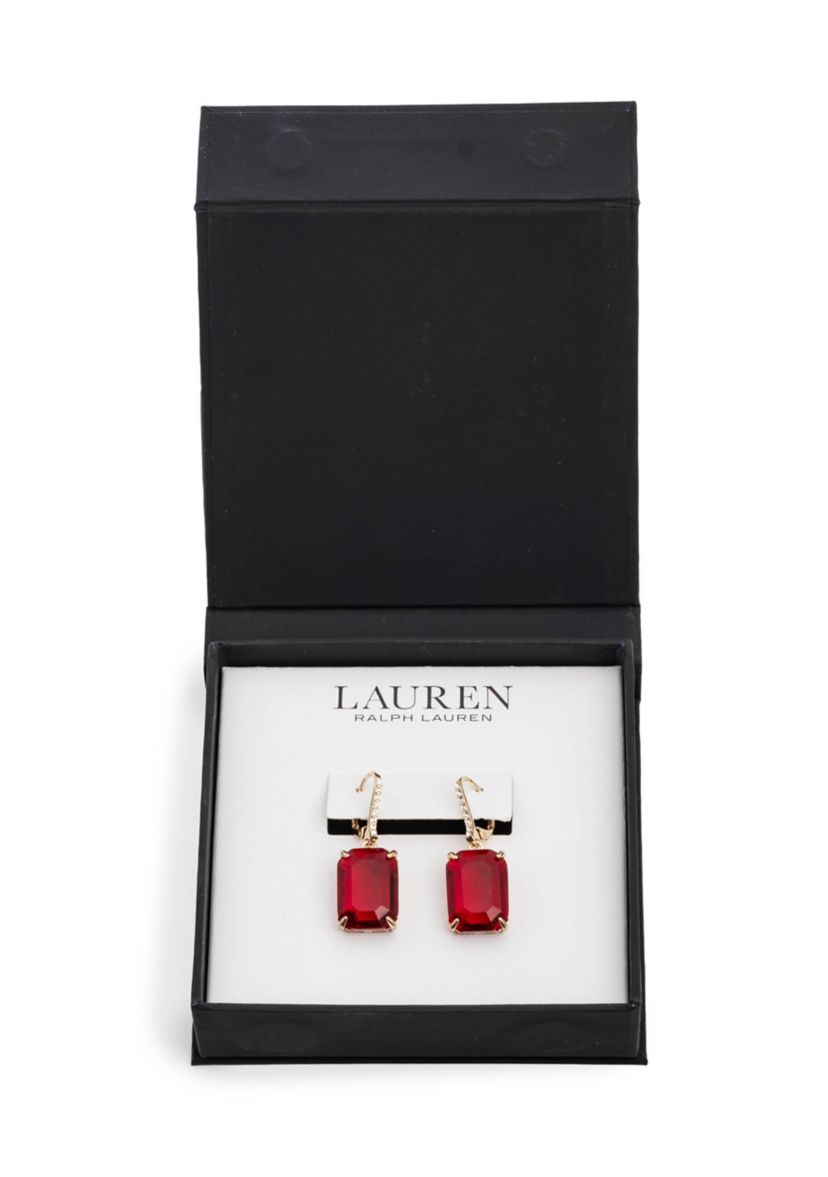 Gold Tone Stone Drop Earrings