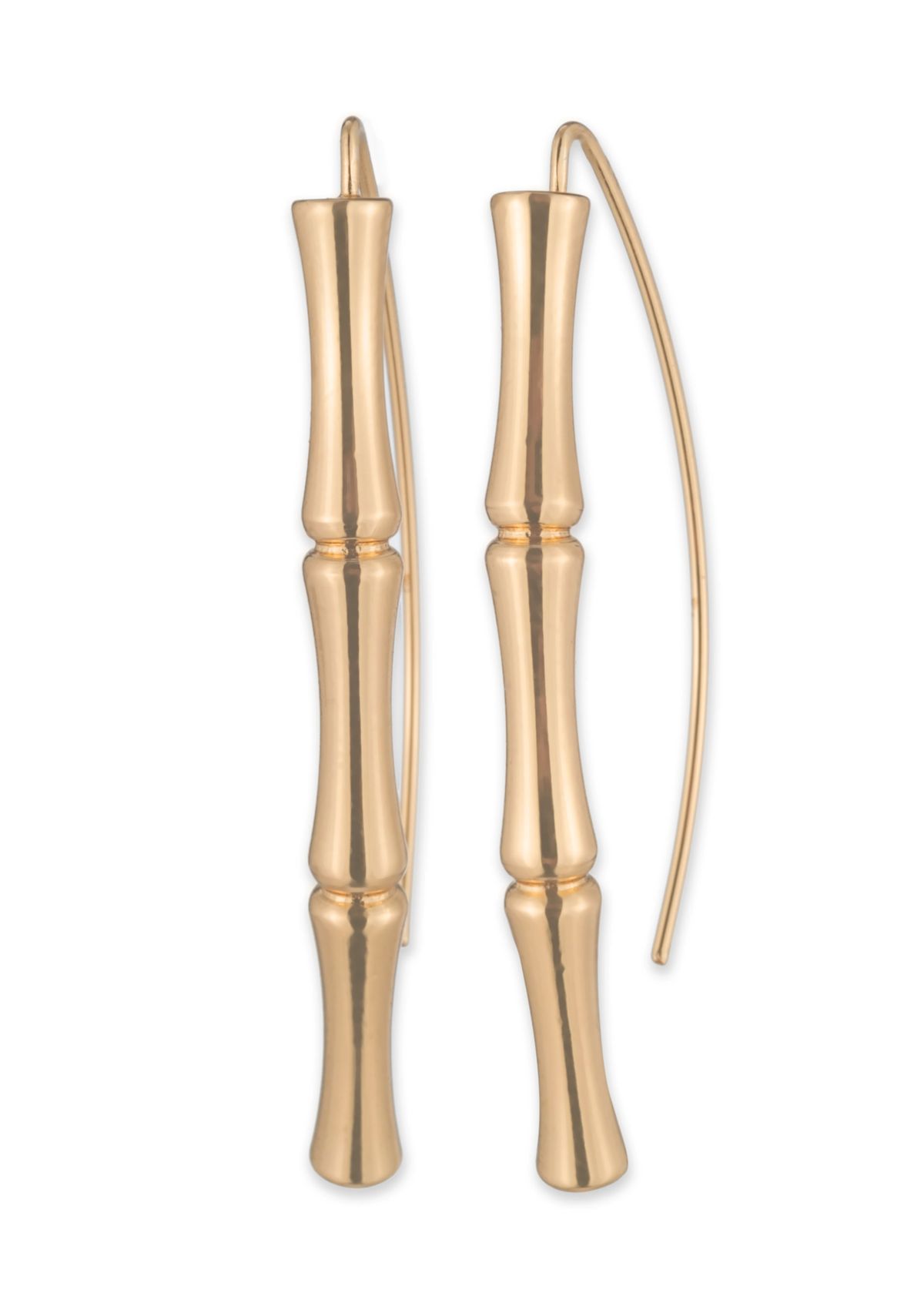 Gold Tone Bamboo Threader Earrings