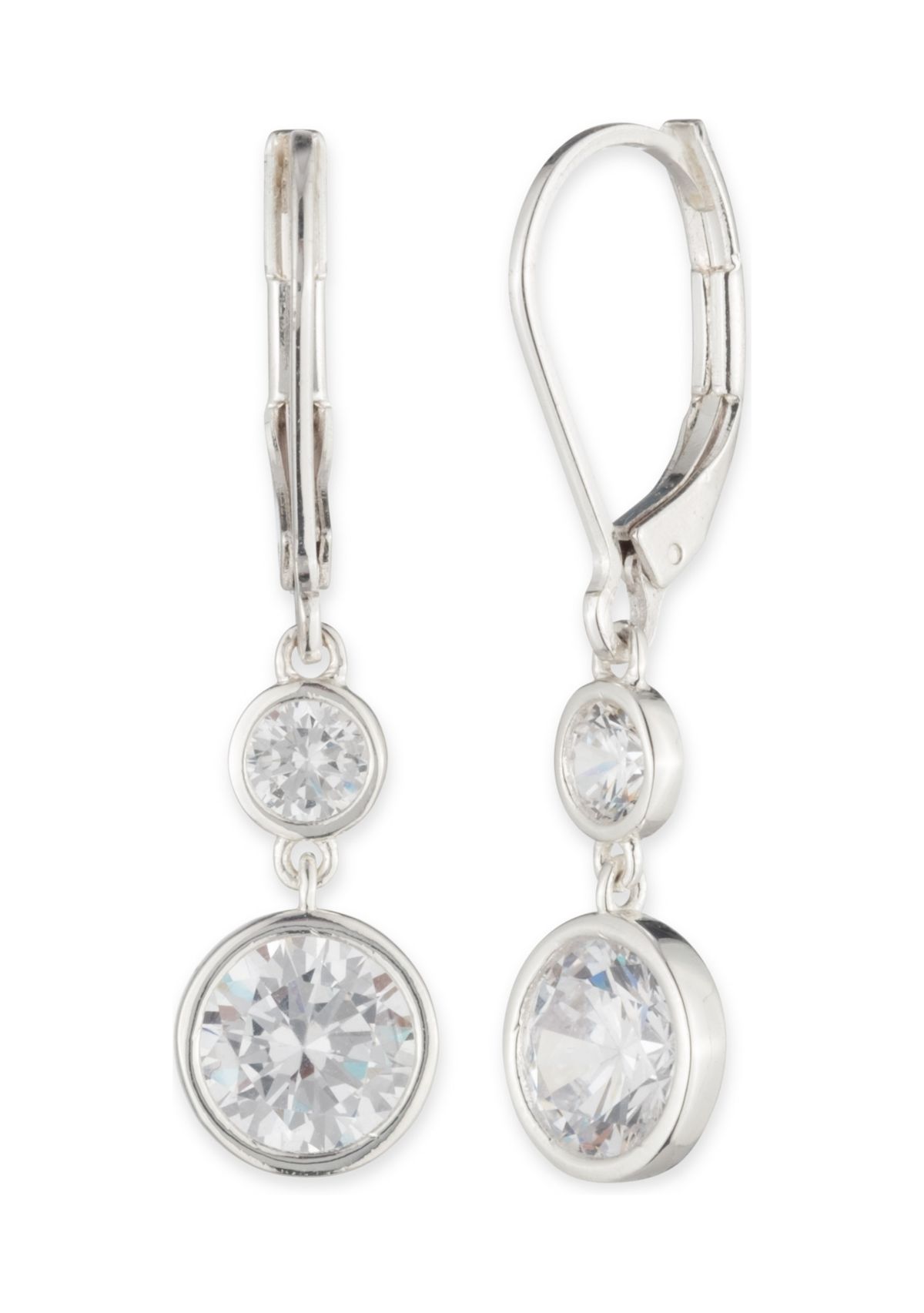 Crystal Cubic Zirconia Double Drop Earrings