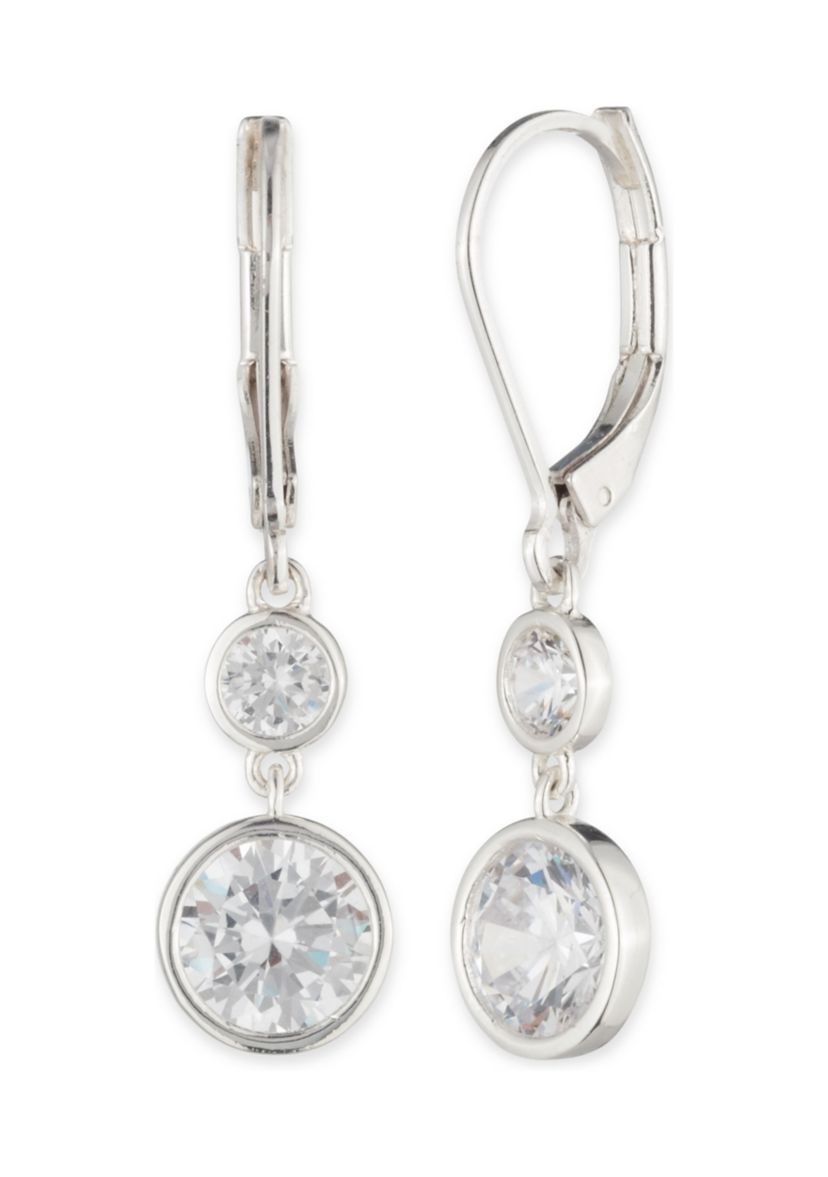 Crystal Cubic Zirconia Double Drop Earrings
