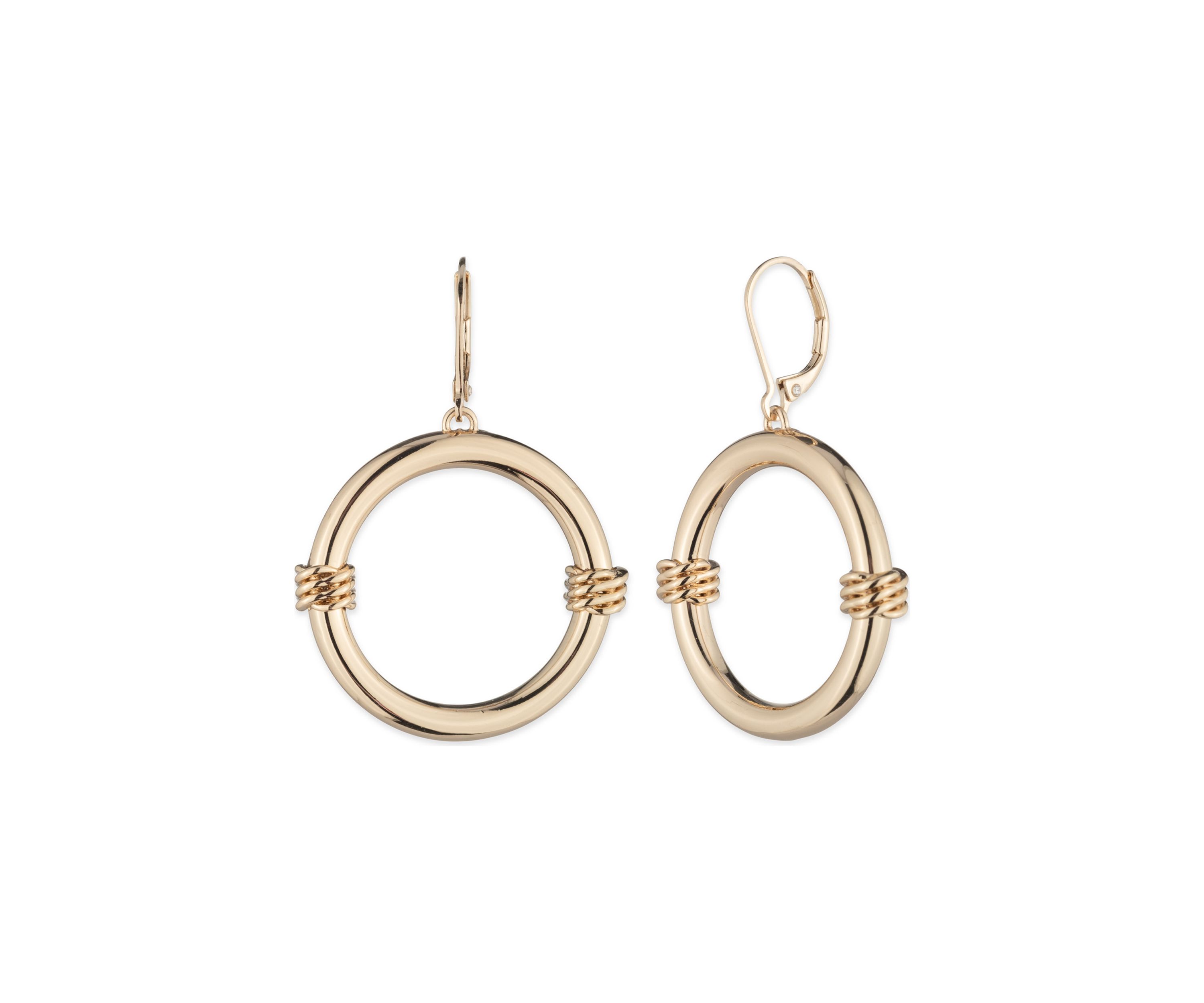 Gold Tone 32 Millimeter Open Drop Earrings
